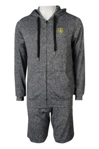 WTV172 Custom Sport Suit Men's Shorts Jacket with Hat Coarse Hat Rope Rubber Band Pant Head Sport Pant Manufacturer front view